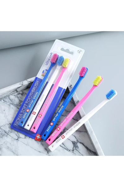 Choice1 blue white pink 3Pcs Soft Hair Encrypted Fine Hair Toothbrush Popular...