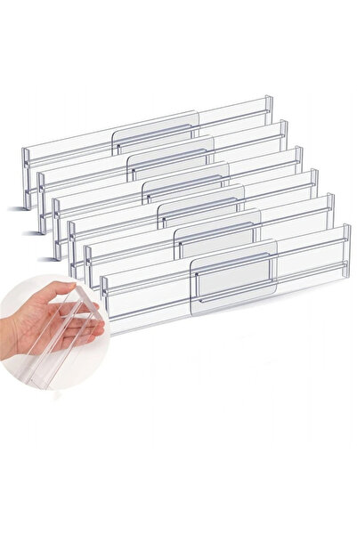 choice2 6pcs 1/4/6pcs Drawer Dividers Organizers Adjustable Clear Plastic Dra...