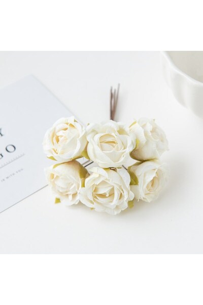 Choice17 Milky White 6Pcs Artificial Flowers Wedding Mini Bouquet Wreath Scra...