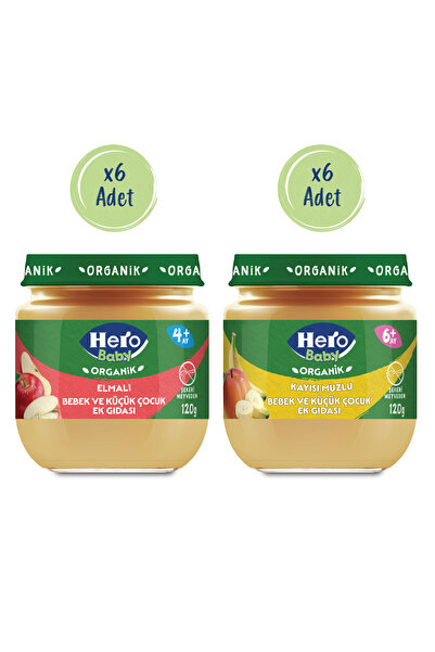 Hero Baby Org 120 gr Kayısı muz*6(skt:31.10.2026) + Org 120 gr elma*6(skt:18....