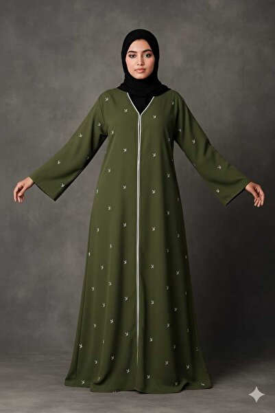Noor al dhuha عباءة خضراء على شكل مظلة