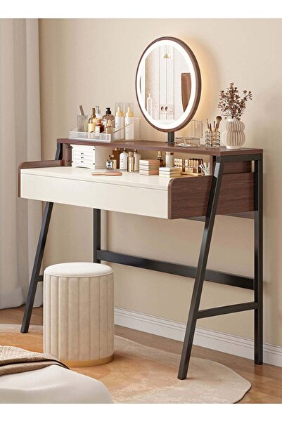 sharpdo Modern Makeup Vanity Desk with Mirror and Lights, Vanity Table Set wi...