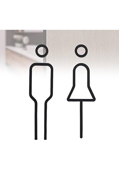 Slasa Men Women Toilet Sign Acrylic Self Adhesive Black 18x9 cm Door Sign