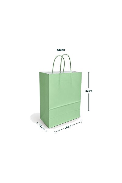 sunpack Paper Gift Bags – Green 26×12×32 cm – Pack of 12