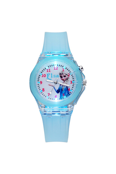 Choice XFG-BXD-Blue New Frozen Elsa Children Watch with Flash Light Silicone ...