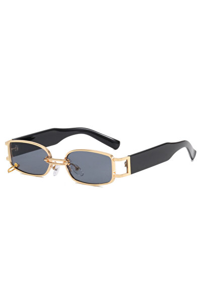 Choice Black Gold Buckle Sunglasses 2024 New Small Frame Metal Square Sunglas...