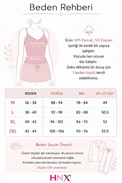 HNX Kadın Desenli Dantel Detaylı İp Askılı Şortlu Pijama Takım