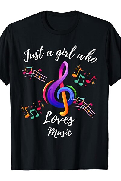 NOURAM تي شيرت بطبعة "Just a Girl Who Loves Musical Note Music Lovers" بنفس ا...