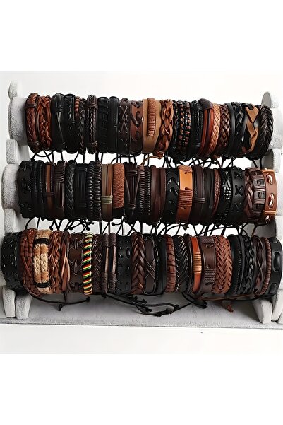 Choice1 Black10pcs 20Pcs Braided Leather Bracelets for Men Women Wrap Wood Be...
