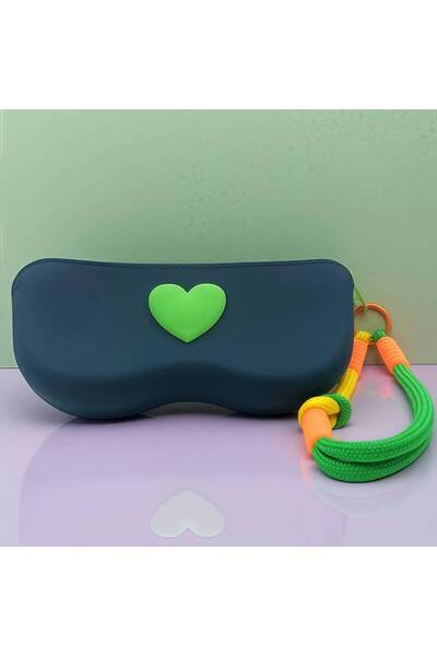 Choice3 1Pc Heart-Shaped Silicone Glasses Storage Bag with Hand-Woven Rope an...