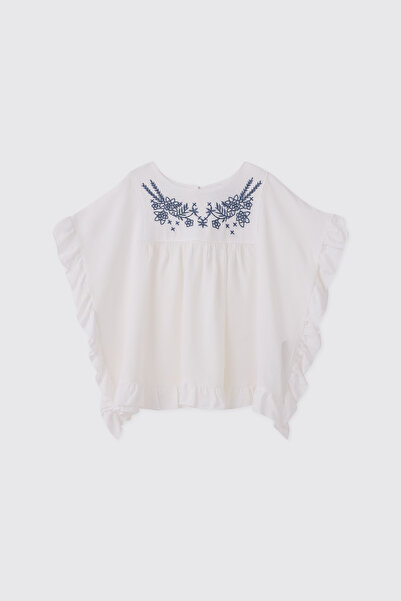 Panço Girl's White Blouse
