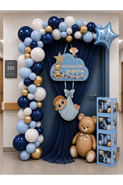 HAPPYLOOPPARTY Set de decorațiuni pentru ușa camerei de spital, albastru mari...