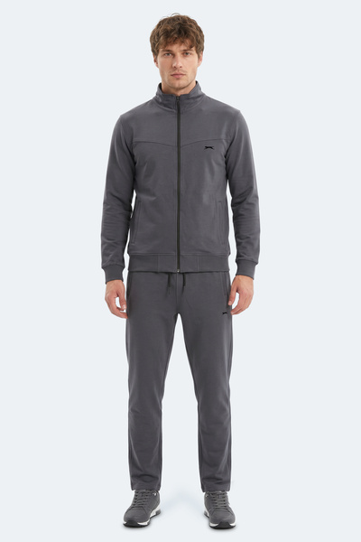 Slazenger طقم بدلة رياضية للرجال من BOOST GEAR بياقة عالية وجيوب ولون رمادي داكن