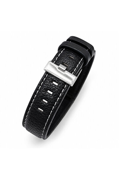 Leather Class Vintage Kalın Deri Saat Kayışı | Floater Siyah | 24-28 mm