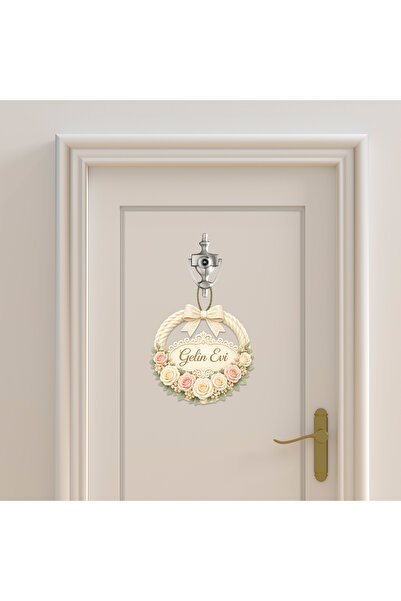 GRAFİLLİ DESİGN Bride's Room Door Decoration with Pink Ribbon and Flowers, Br...