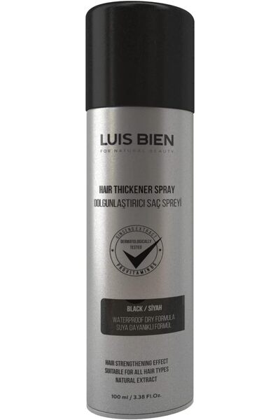 Luis Bien Hair Fiber Spray Black Waterproof Hair Building Fiber for Men and W...