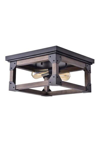 Cojom Plafonieră Roman de 1m, fabricată din lemn masiv și metal, cu 2 socluri...
