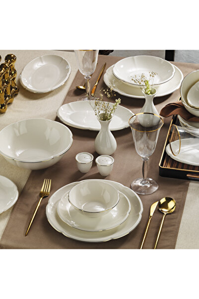 EVALIZA Terra Royal Gold 32 Parça 6 Kişilik Yemek Takımı