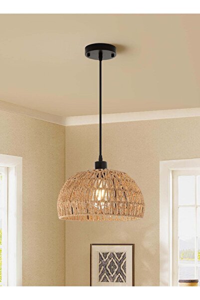 Ganeed Boho Chandelier Light Fixture, Farmhouse Rattan Pendant Light, Woven R...