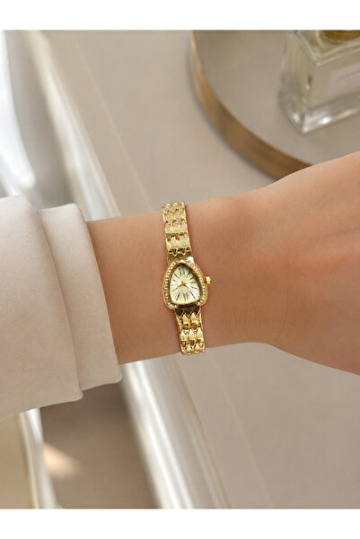 Boris Accessory Women's Wristwatch Gold Color Drop Oval Dial Stone Steel Brac...