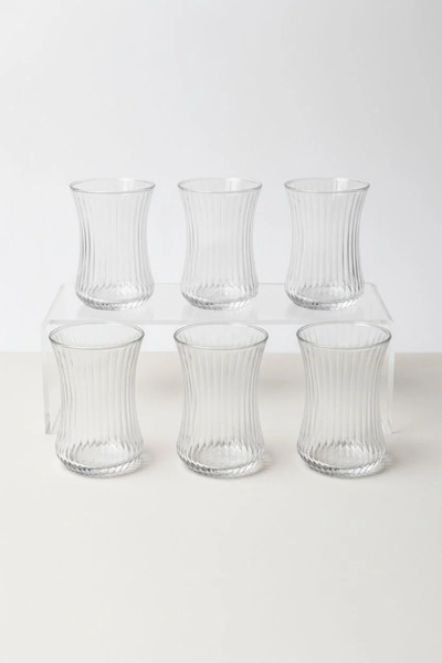 Bereketli Store 6-Piece Duru Optical 150 Cc Glass Tea Cup Set |   Line Detail...