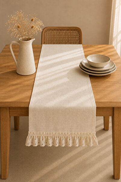 Typoniq Attitude Included Heritage 100% Cotton Runner Ecru 50X150 cm