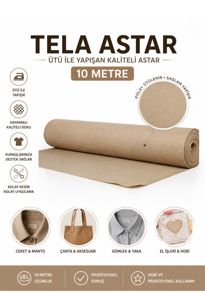 Dünya Sünger Tela Astar 1. Kalite 10 Metre Ütü ile Yapışan Kumaş Destekleyici...