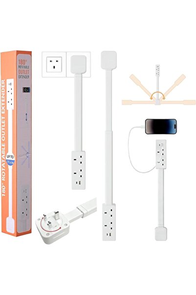 Urban URBANNX Rotating Power Strip | 71.5cm Extension with USB-A & USB-C Port...