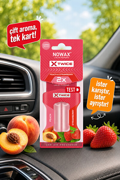 nowax X-Twice Peach & Strawberry Çift Aromalı Oto Kokusu | Çift Likitli Araba...