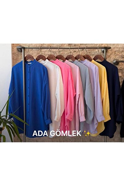Lamazi Veil Ada İpek Pamuk Bebe Mavisi Gömlek
