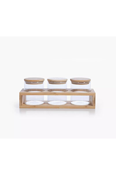 Nef Nef Homeware Σετ 3 γυάλινων βάζων σε ξύλινη βάση Fonten Nef-Nef Homeware