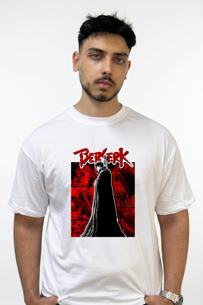 Anetos Berserk_2 Design Printed Oversize White T-Shirt