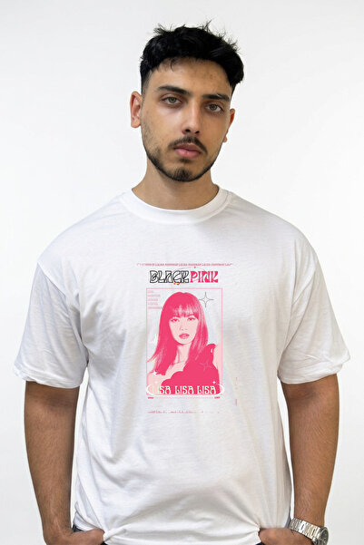 Anetos Blackpink Lisa_2 Design Printed Oversize White T-Shirt