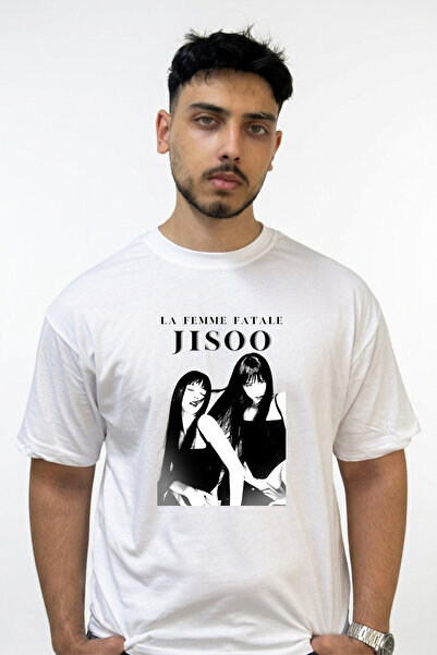 Anetos Jisoo_1 Design Printed Oversize White T-Shirt