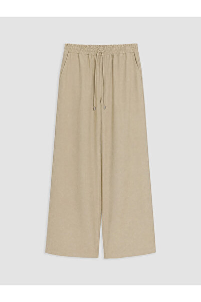 LC Waikiki Green Wide Leg Women's Trousers with Elastic Waist