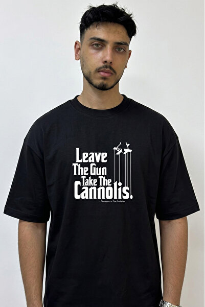 Anetos The Godfather Design Μπλουζάκι Oversize με στάμπα σε μαύρο χρώμα