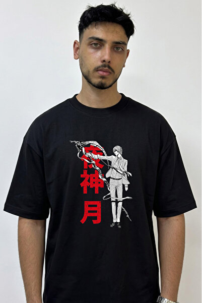 Anetos Yagami Light Design Printed Oversize Black T-Shirt