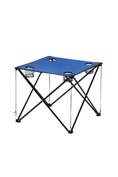 Escamp Katlanabilir Kare Kumaş Kamp Masası 58x58x50 cm Mavi, Katlanabilir Tas...