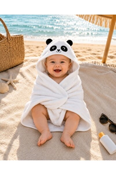 Superbaby Prosop cu glugă pentru copii și bebeluși Alb – Model Panda - Moale ...