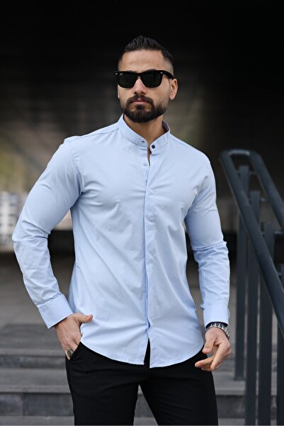 blackpanther Erkek Hakim Yaka Gizli Düğme Slim Fit Gömlek