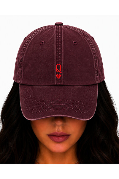 WeavedCo Queen of Hearts Embroidered Hat, Vintage Washed Baseball Cap (Queen ...