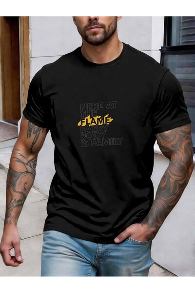 NOURAM Flame Unity Men'S T-Shirt Motivational Family Quote Pattern Pure Premi...