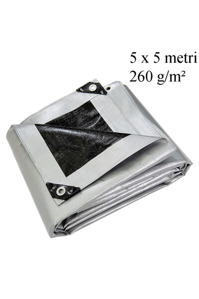 gwd Prelată cu inele metalice, 5x5m - 260 g/m², rezistentă la îngheț, materia...