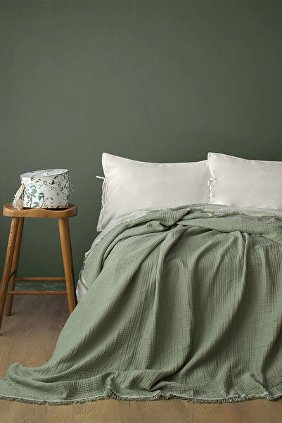 İssimo Home Lotus Sage Müslin Çift Kişilik Yatak Örtüsü (230*250 cm)