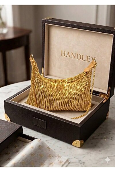 Women's glitter mesh knitted chain hand and shoulder bag