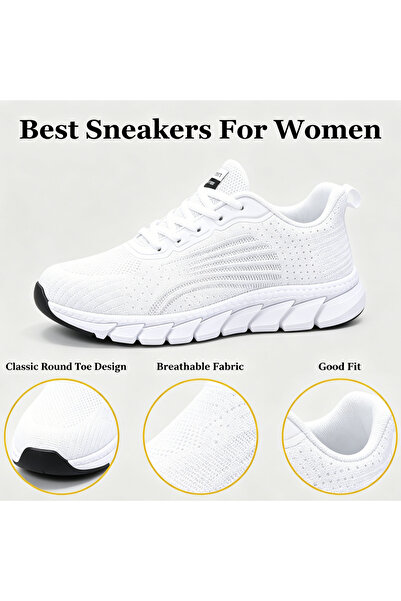 SOSENFER Women's Fashion Casual Breathable White Lightweight Running Shoes Sn...