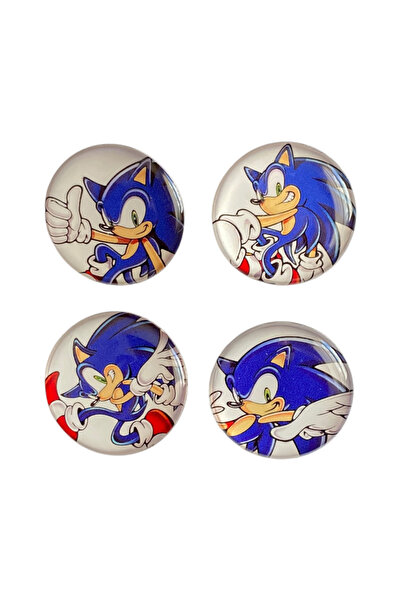 Yaya Dizayn Sonic The Hedgehog Temalı 4'lü Parlak Baskılı Rozet Seti