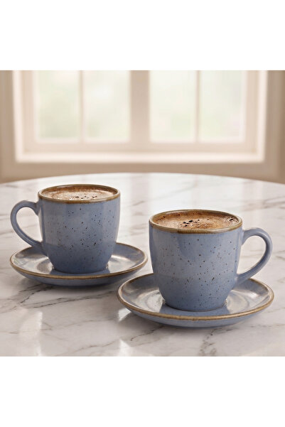 Elista Petra Set of 2 Turkish Coffee Cups – Speckled Matte Blue 90 ml