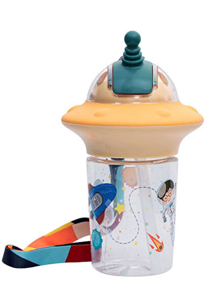 estia Astro Kids Πλαστικό Μπουκάλι Νερού με Καλαμάκι Μπεζ 450ml Κωδικός: 01-1...
