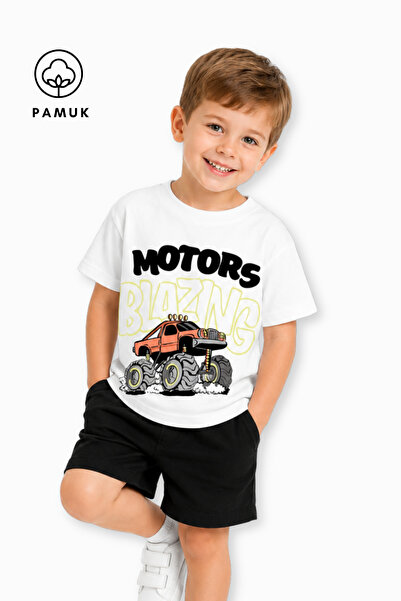 difa kids Tricou pentru băieți cu mânecă scurtă, cu imprimeu Motors Car, de vară